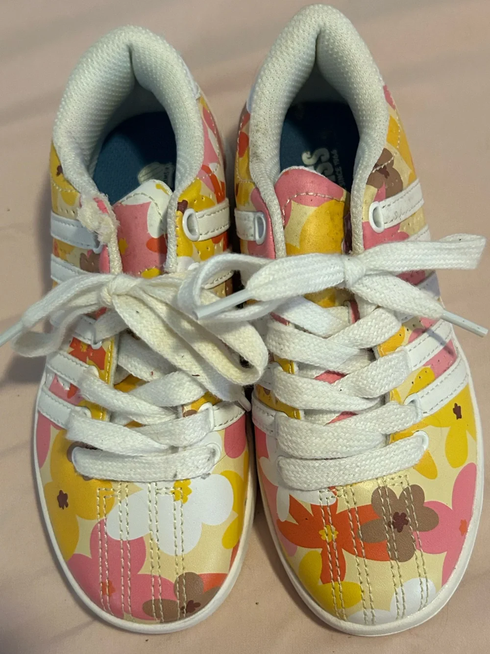 adidas Kids Floral Sneakers in Pink, Yellow & White